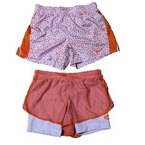 2 Nike Athletic Shorts Girls Size Large Lavender & Orange